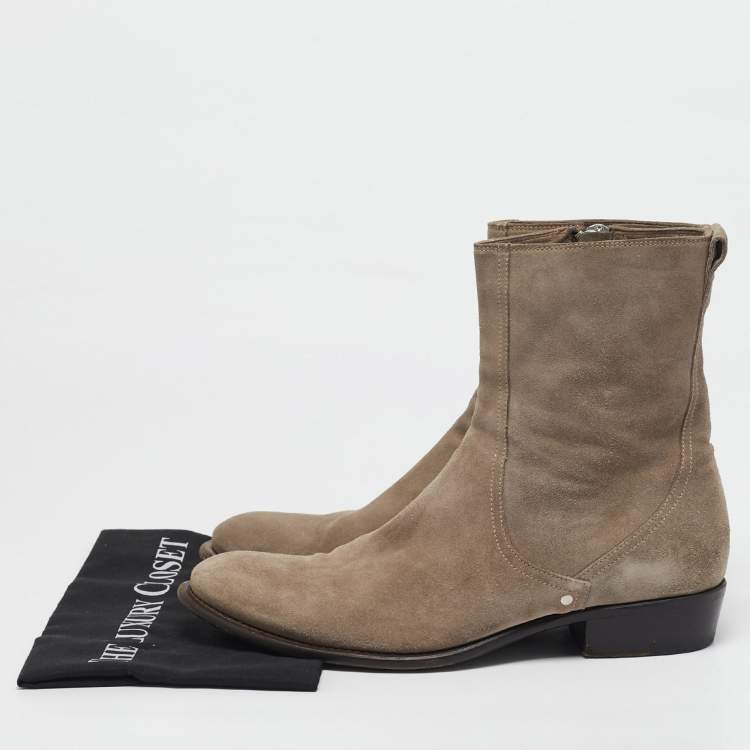 Pre Owned Dior Brown Suede Cowboy Ankle Boots Size 44
