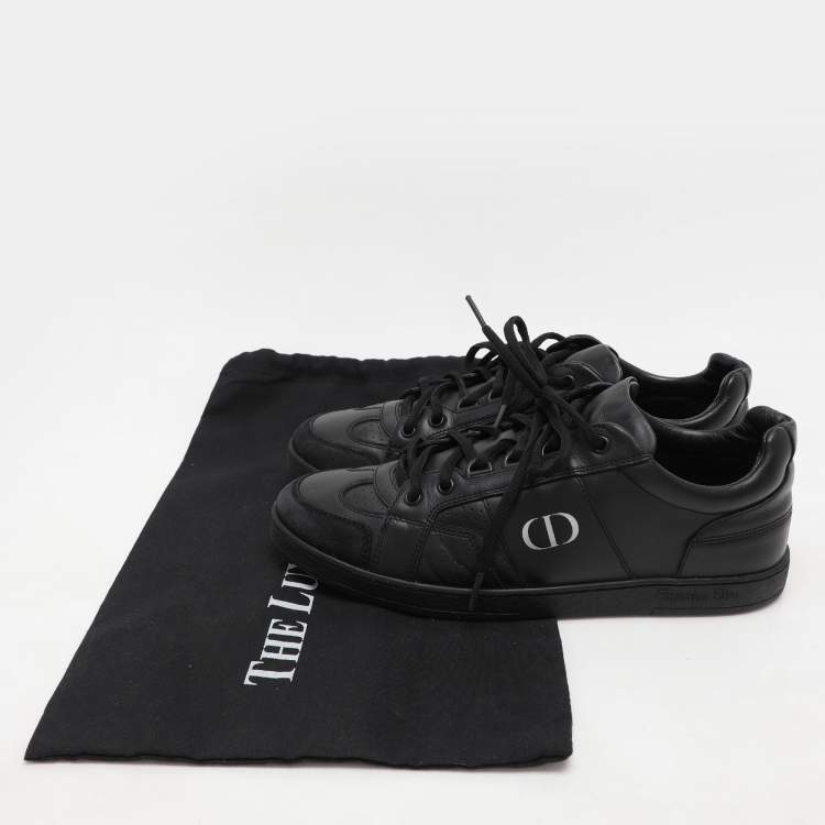 Pre Owned Dior Black Leather CD Low Top Uniform Sneakers Size 39