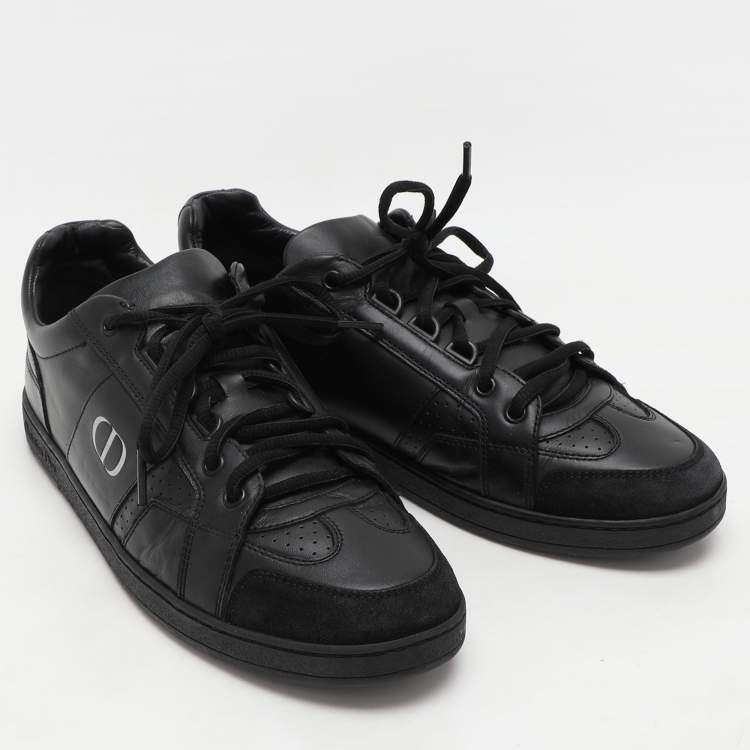 Pre Owned Dior Black Leather CD Low Top Uniform Sneakers Size 39