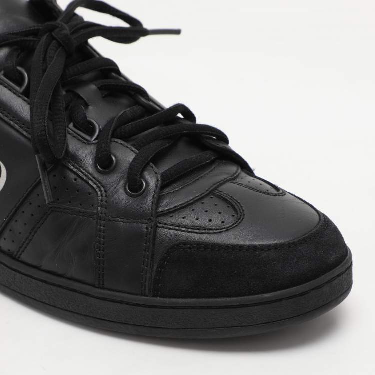 Pre Owned Dior Black Leather CD Low Top Uniform Sneakers Size 39