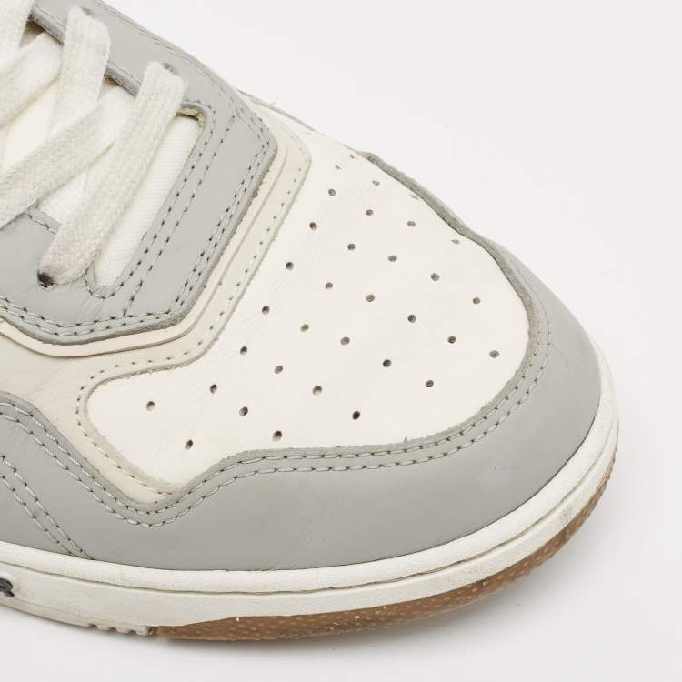 Pre Owned Dior Grey/White Leather and Oblique Fabric B27 Low Top Sneakers Size 42.5
