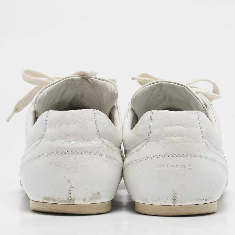 Pre Owned Dior White/Grey Suede and  Leather B18 Lace Up Sneakers Size 46