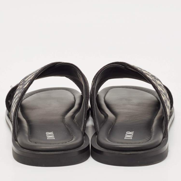 Pre Owned Dior Blue Oblique Canvas Alias Slide Sandals Size 46