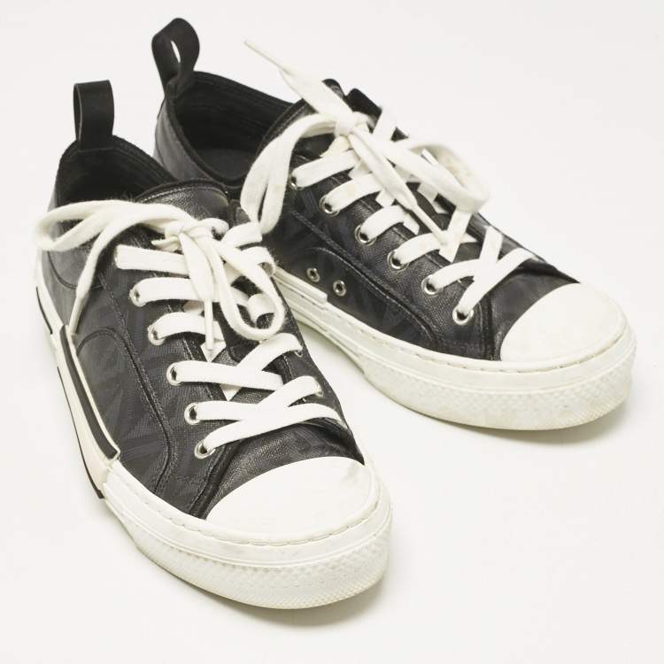Pre Owned Dior Black Canvas B23 Lace Up Sneakers Size 40