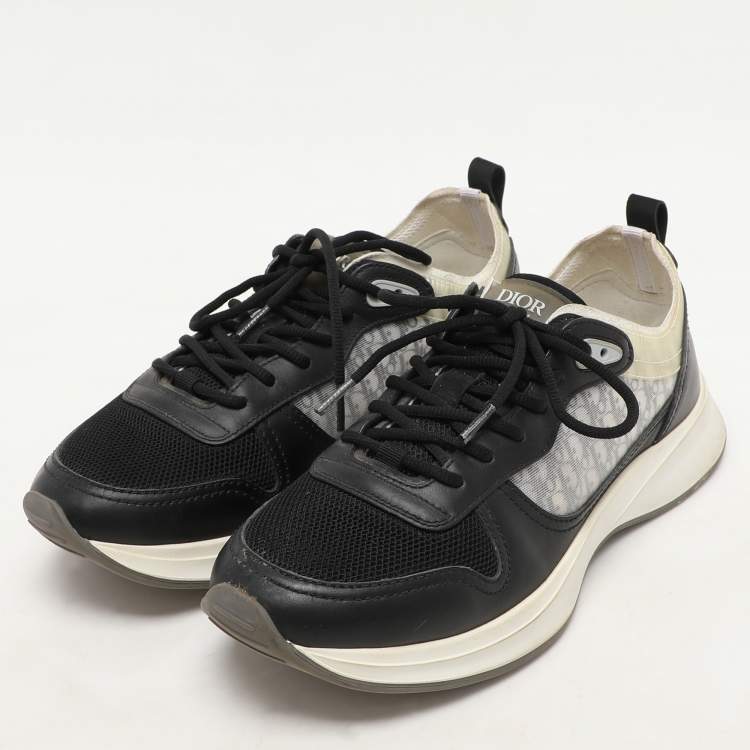 Pre Owned Dior Black Leather and Mesh B25 Low Top Sneakers Size 41