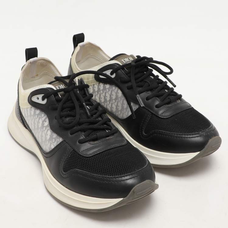 Pre Owned Dior Black Leather and Mesh B25 Low Top Sneakers Size 41