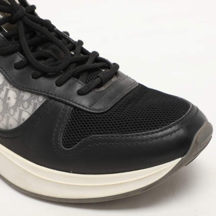 Pre Owned Dior Black Leather and Mesh B25 Low Top Sneakers Size 41