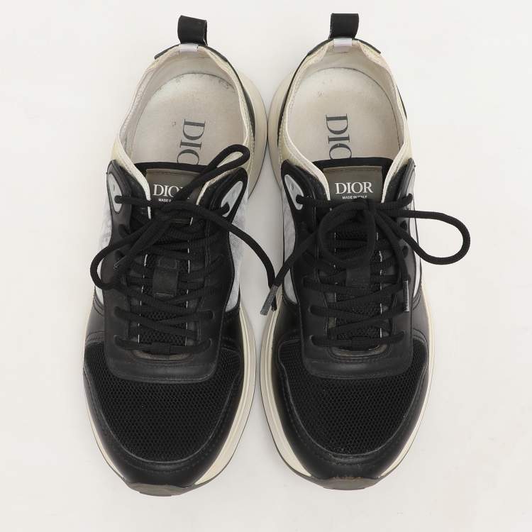 Pre Owned Dior Black Leather and Mesh B25 Low Top Sneakers Size 41