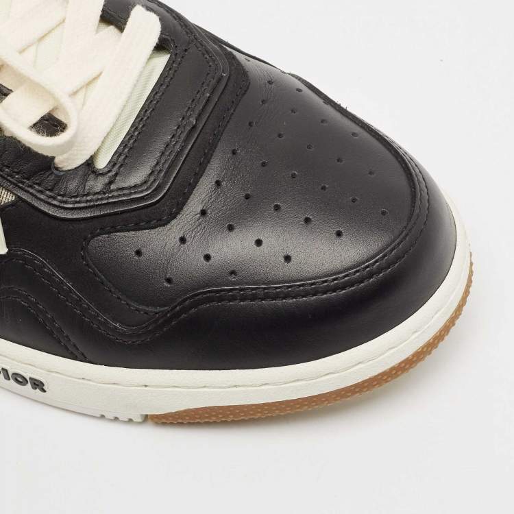 Pre Owned Dior Black/White Leather and Oblique Canvas B27 Sneakers Size 43