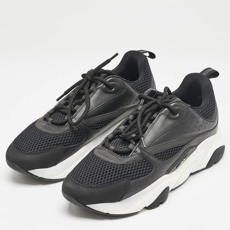 Pre Owned Dior Black Mesh and Leather B22 Sneakers Size 44