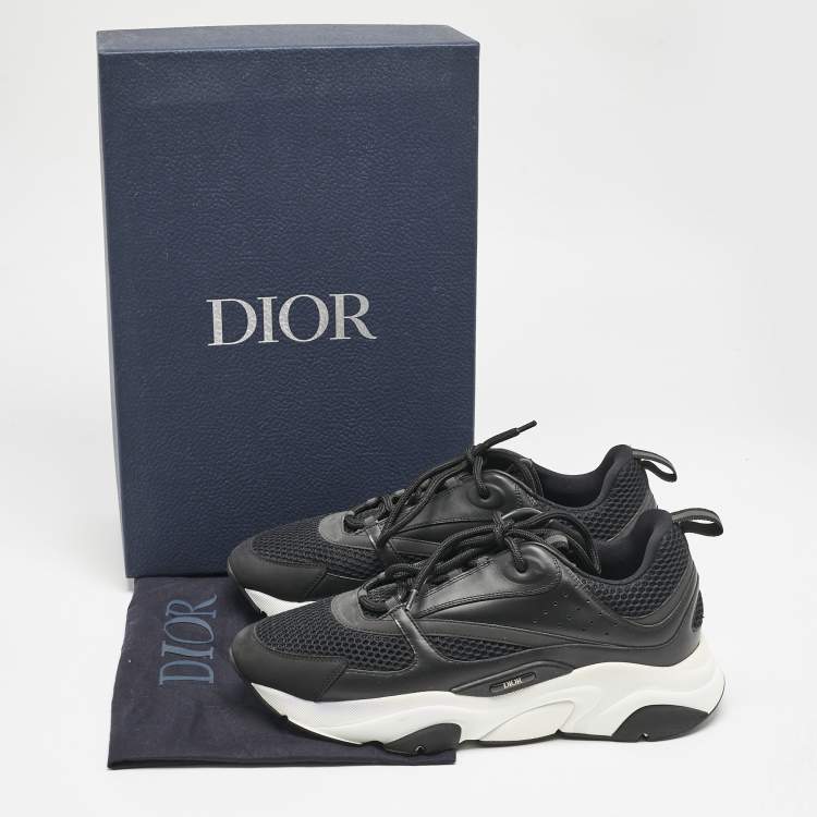 Pre Owned Dior Black Mesh and Leather B22 Sneakers Size 44