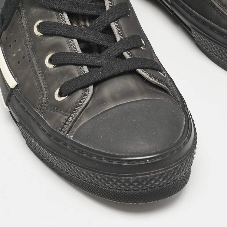 Pre Owned Dior Black Rubber and Oblique Mesh B23 High Top Sneakers Size 41