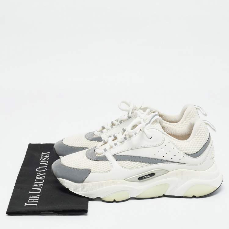 Pre Owned Dior White Mesh and Leather B22 Sneakers Size 44