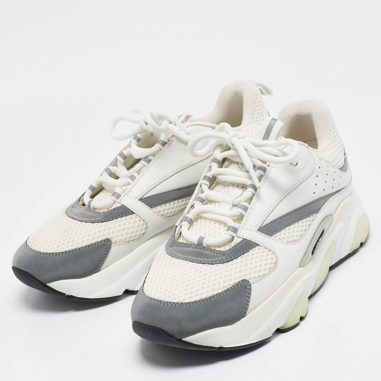 Pre Owned Dior White Mesh and Leather B22 Sneakers Size 44