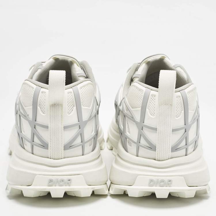 Pre Owned Dior White/Grey Mesh and Rubber B31 Runner Chunky Sneakers Size 43