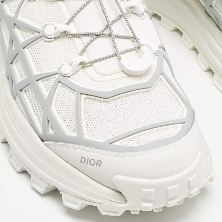 Pre Owned Dior White/Grey Mesh and Rubber B31 Runner Chunky Sneakers Size 43