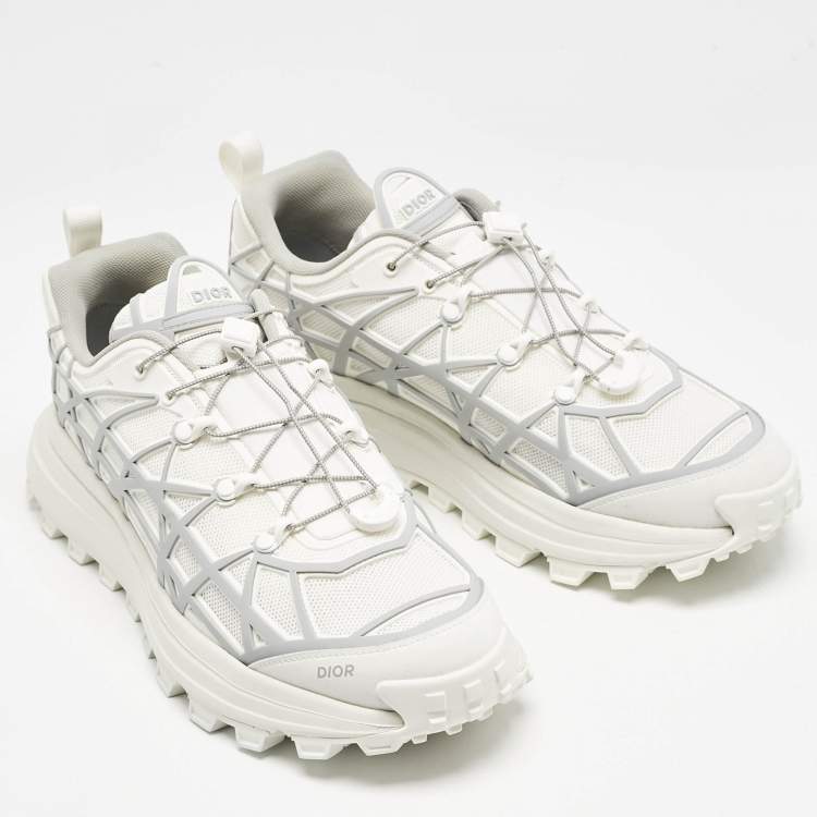 Pre Owned Dior White/Grey Mesh and Rubber B31 Runner Chunky Sneakers Size 43