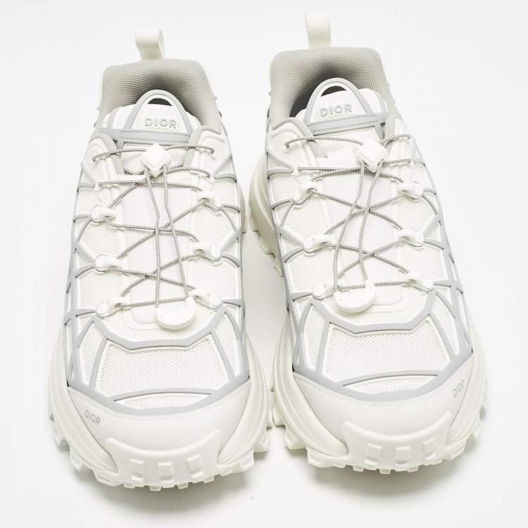 Pre Owned Dior White/Grey Mesh and Rubber B31 Runner Chunky Sneakers Size 43