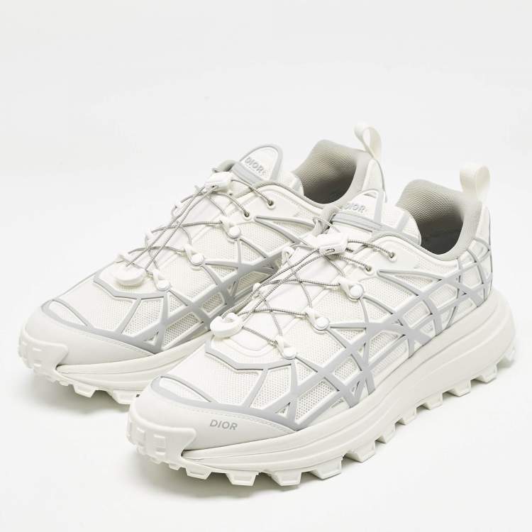 Pre Owned Dior White/Grey Mesh and Rubber B31 Runner Chunky Sneakers Size 43