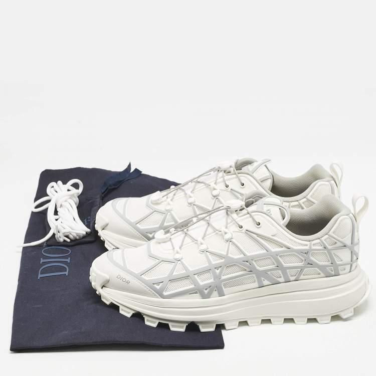 Pre Owned Dior White/Grey Mesh and Rubber B31 Runner Chunky Sneakers Size 43