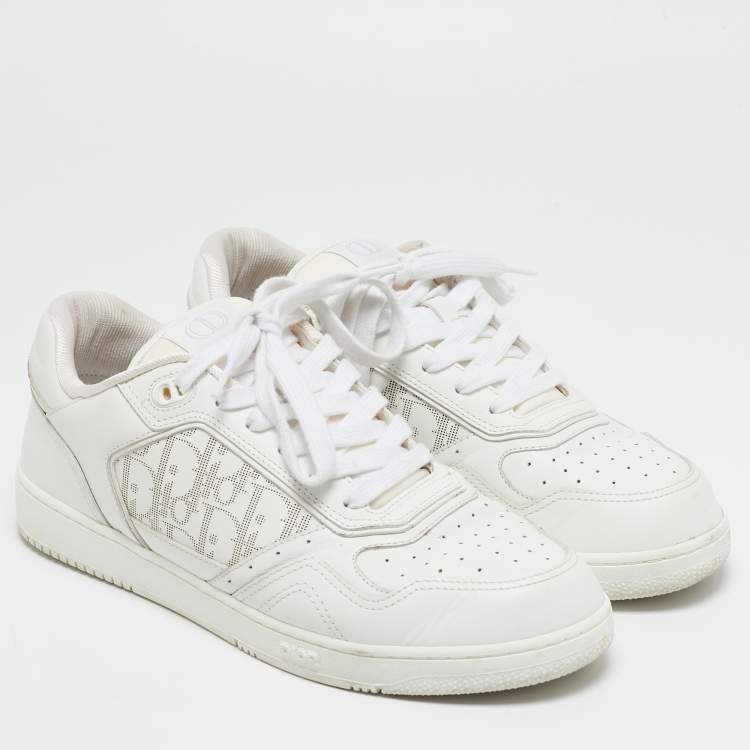 Pre Owned Dior White Leather b27 Low Top Sneakers Size 42.5