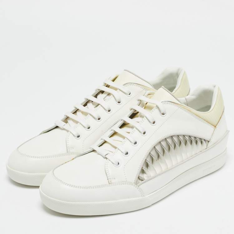 Pre Owned Dior White Leather Lace Up Sneakers Size 42