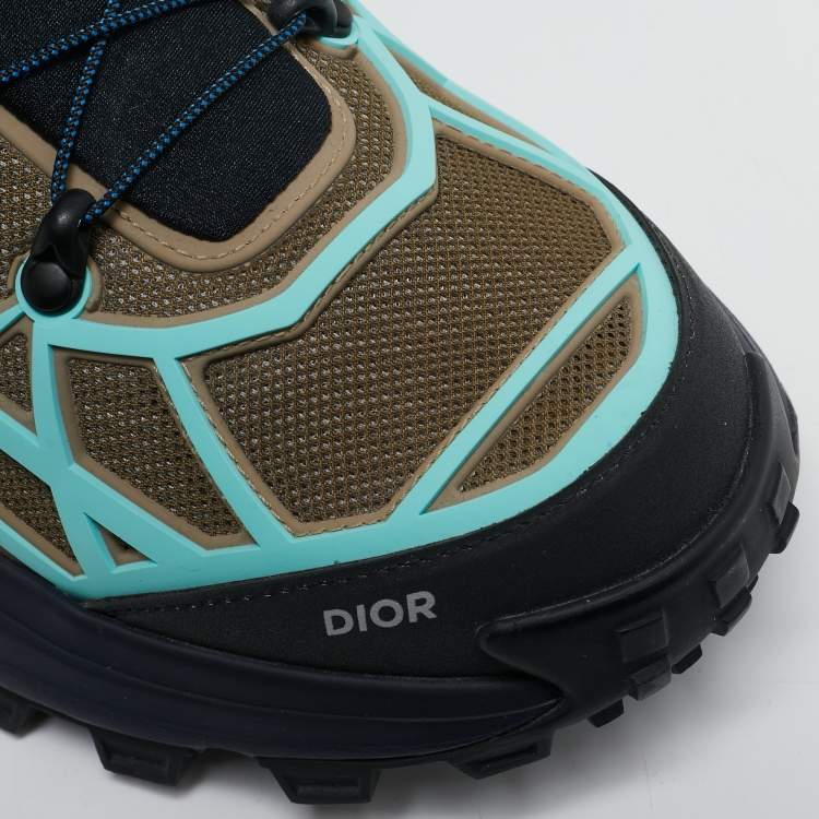 Pre Owned Dior Olive Green/Blue Mesh and Rubber B31 Runner Chunky Sneakers Size 43