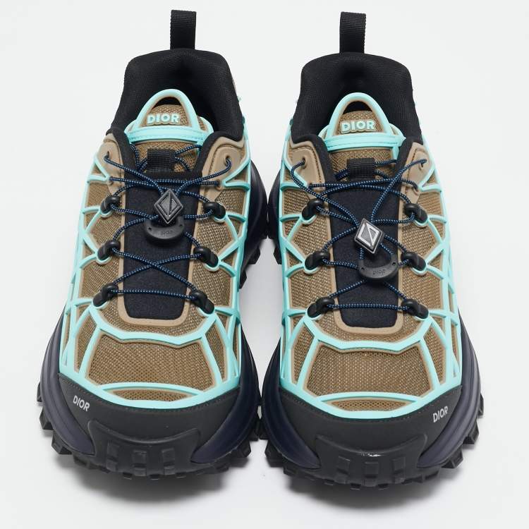 Pre Owned Dior Olive Green/Blue Mesh and Rubber B31 Runner Chunky Sneakers Size 43
