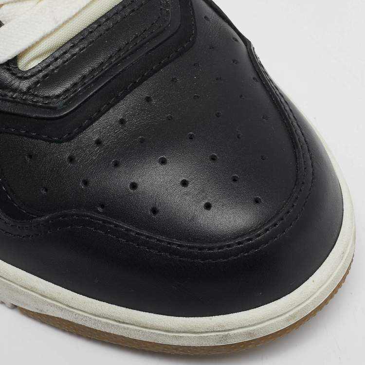 Pre Owned Dior Black/Beige Leather and Oblique Canvas B27 Sneakers Size 43
