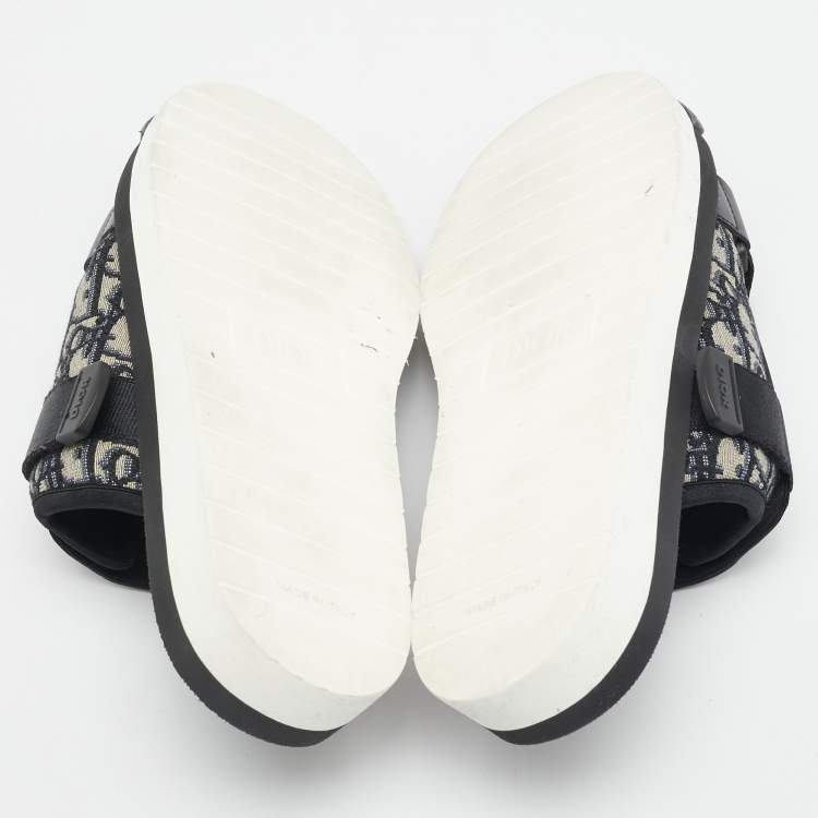 Pre Owned Dior Black Oblique Canvas Alpha Slide Sandals Size 44