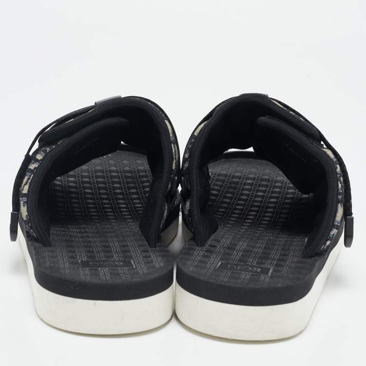 Pre Owned Dior Black Oblique Canvas Alpha Slide Sandals Size 44