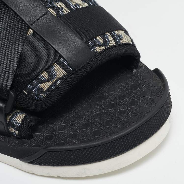 Pre Owned Dior Black Oblique Canvas Alpha Slide Sandals Size 44