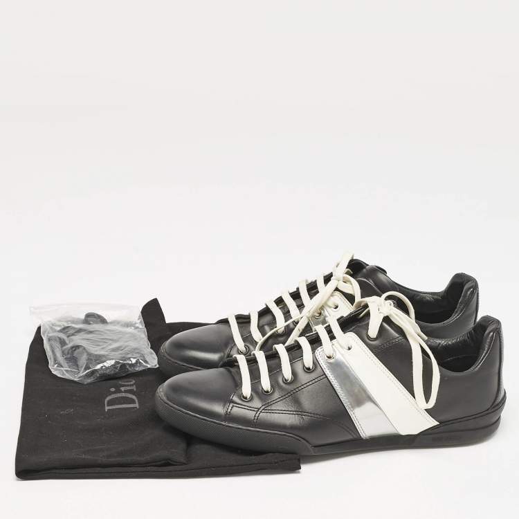 Pre Owned Dior Black Leather Trainer Low Top Sneakers Size 41.5