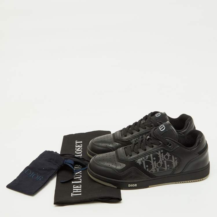 Pre Owned Dior Black Leather and Oblique Laser B27 Low Top Sneakers Size 41