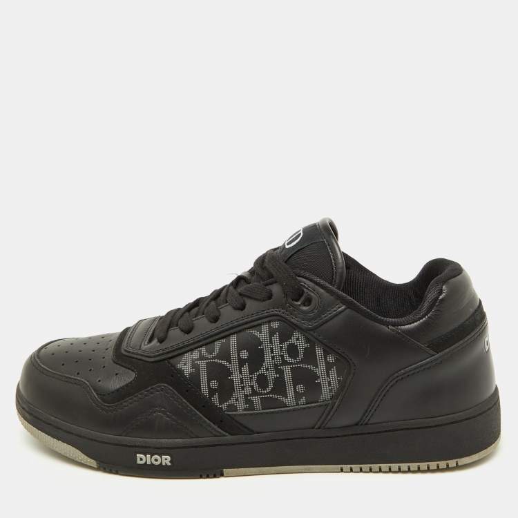 Pre Owned Dior Black Leather and Oblique Laser B27 Low Top Sneakers Size 41