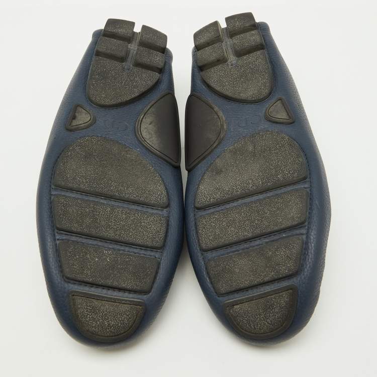Pre Owned Dior Navy Blue Leather Slip On Loafers Size 41