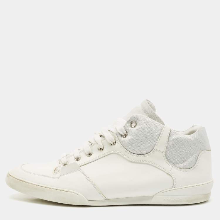 Pre Owned Dior White Leather Homme Monochrome High Top Sneakers Size 42