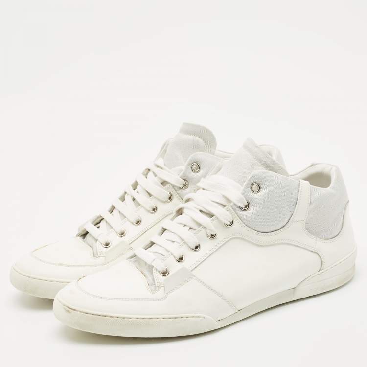 Pre Owned Dior White Leather Homme Monochrome High Top Sneakers Size 42