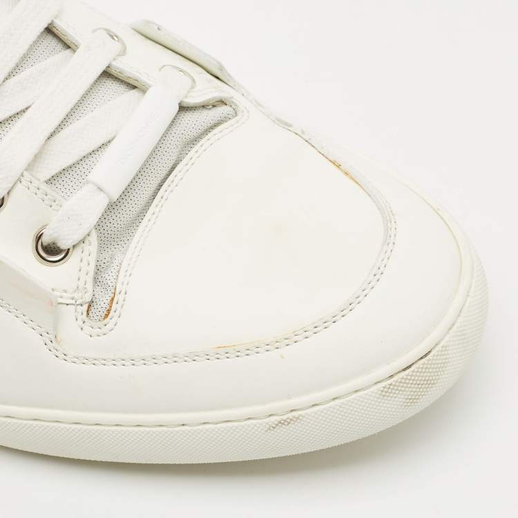 Pre Owned Dior White Leather Homme Monochrome High Top Sneakers Size 42