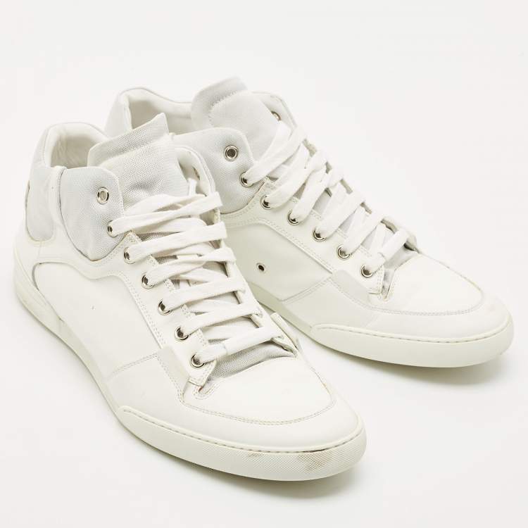 Pre Owned Dior White Leather Homme Monochrome High Top Sneakers Size 42