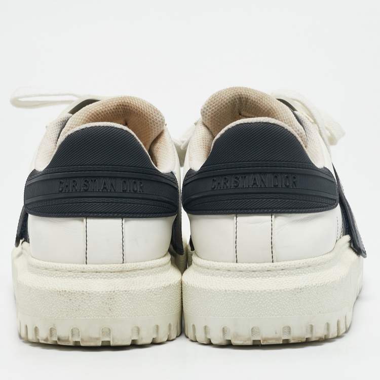 Pre Owned Dior White/Navy Blue Leather and Rubber Dior ID Lace Up Sneakers Size 40