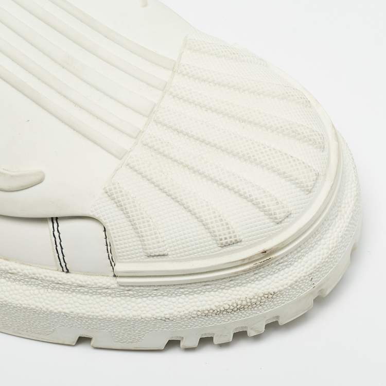Pre Owned Dior White/Navy Blue Leather and Rubber Dior ID Lace Up Sneakers Size 40