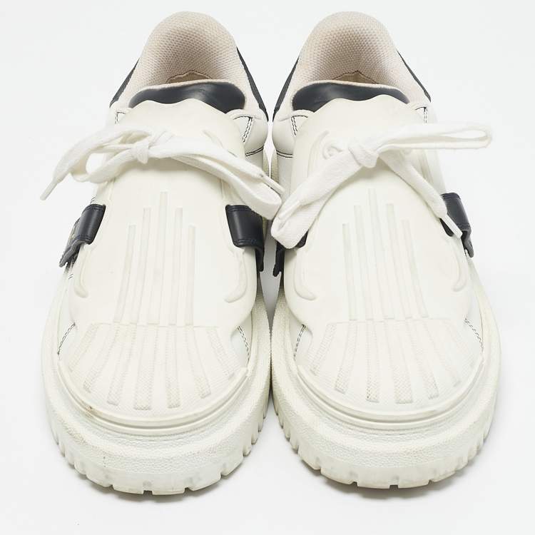 Pre Owned Dior White/Navy Blue Leather and Rubber Dior ID Lace Up Sneakers Size 40