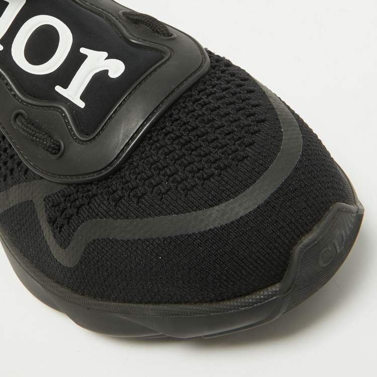 Pre Owned Dior Black Knit Fabric B21 Neo Lace Up Sneakers Size 41.5
