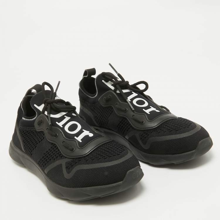 Pre Owned Dior Black Knit Fabric B21 Neo Lace Up Sneakers Size 41.5