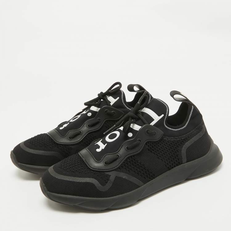 Pre Owned Dior Black Knit Fabric B21 Neo Lace Up Sneakers Size 41.5