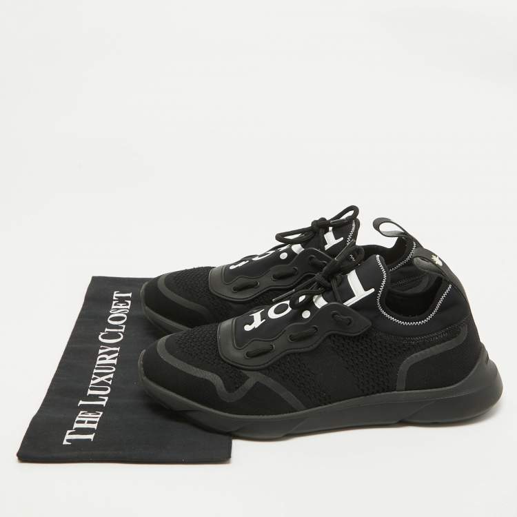 Pre Owned Dior Black Knit Fabric B21 Neo Lace Up Sneakers Size 41.5