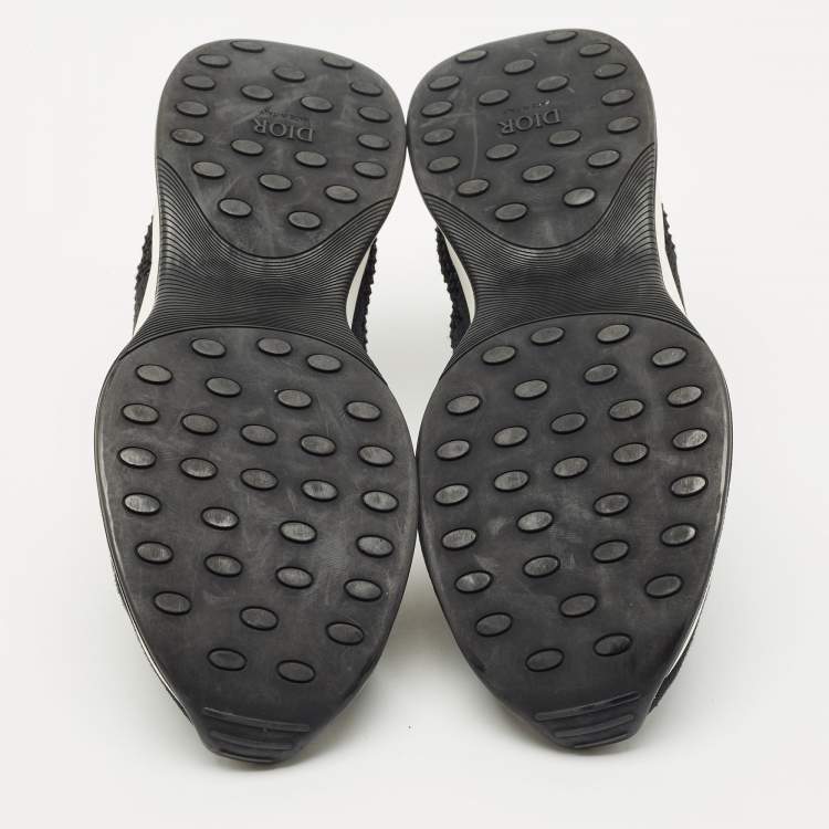 Pre Owned Dior Black Knit Fabric and Neoprene B25 Slip On Sneakers Size 40