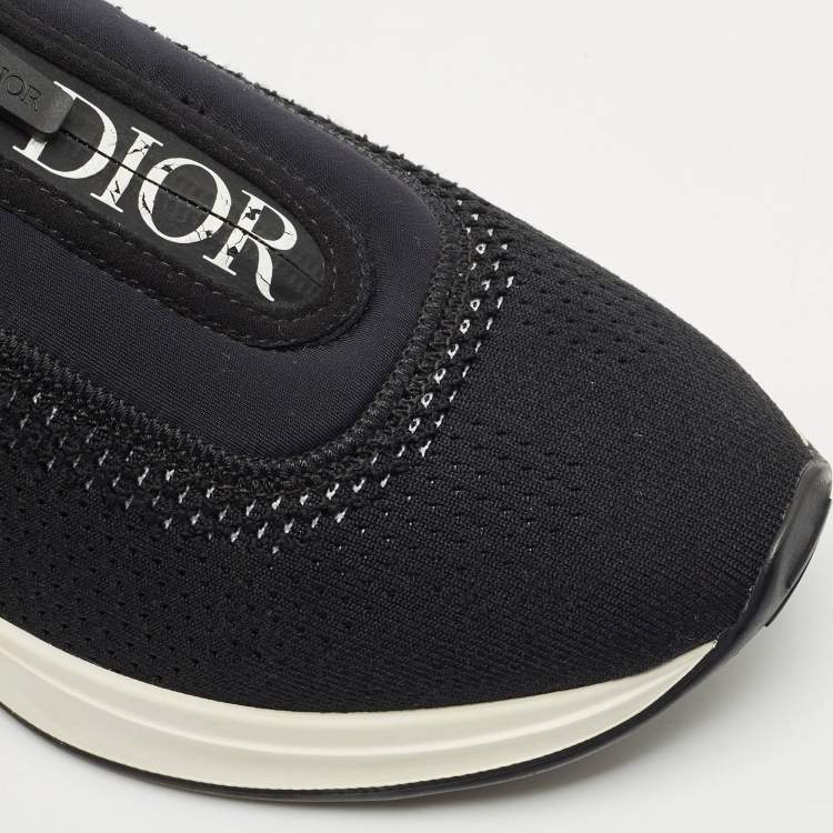 Pre Owned Dior Black Knit Fabric and Neoprene B25 Slip On Sneakers Size 40