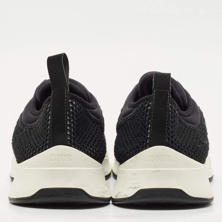 Pre Owned Dior Black Knit Fabric and Neoprene B25 Slip On Sneakers Size 40